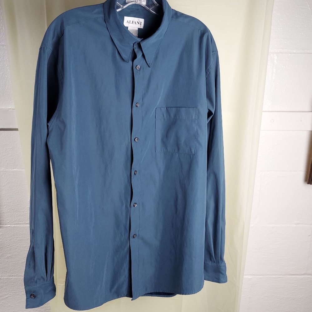 Men's Size Large Fux Suede Button Down Shirt by Alfani